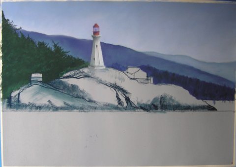Lighthouse painting step 4: Adding the Lighthouse