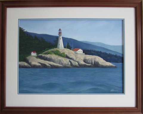 Lighthouse painting step 9: Framed