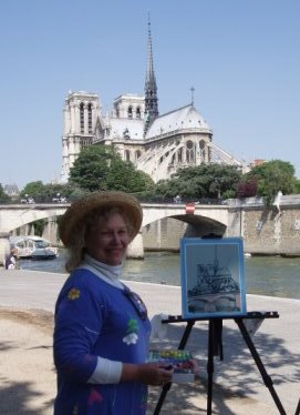 Judy painting Notre Dame